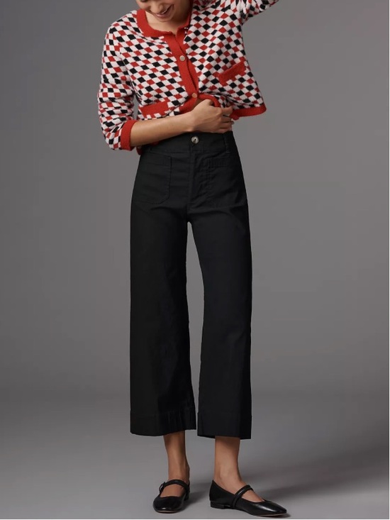 Maeve Pants - Anthropologie Maeve NWT Colette High-Rise Wide Leg Black Cropped Pants- 28